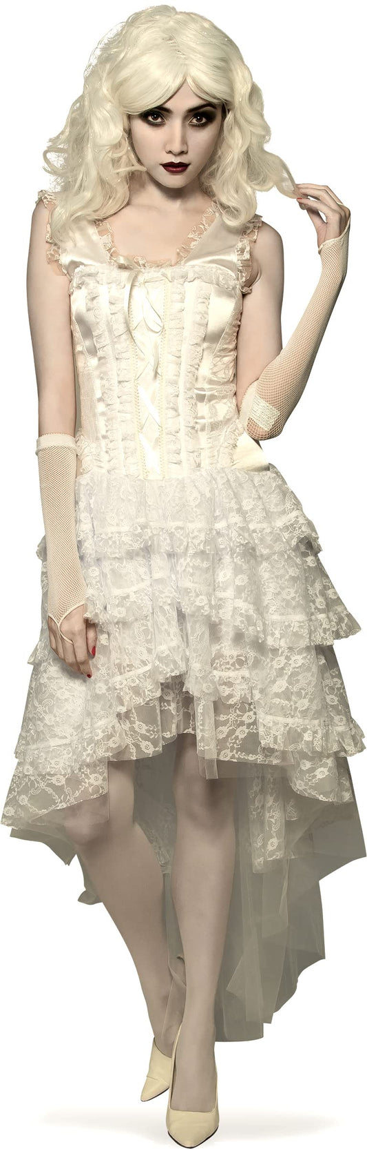 Womens Goth Ghost Bride Costume Gown