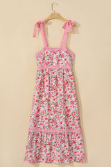 Floral Lace Tied-Strap Empire Waist Maxi Dress