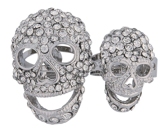 Wicked Gems Silver Skulls Ring Costume Jewelry Accessory