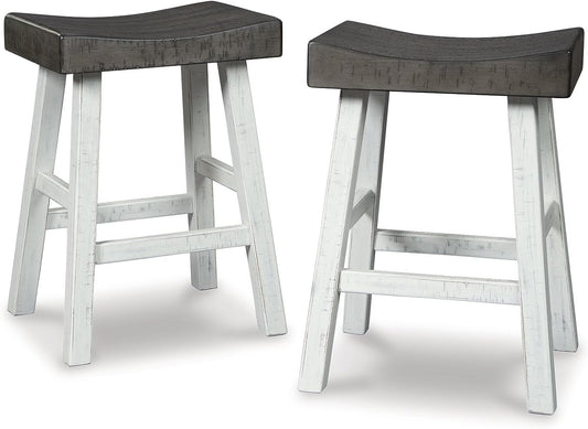 Glosco Casual 25" Counter Height Barstool, Antique White & Light Brown-0