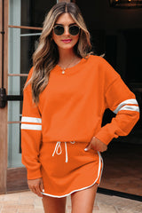 Varsity Stripe Pullover and Mini Skirt Set