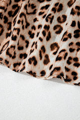 Cheetah Colorblock V-Neck Balloon Sleeve Babydoll Blouse