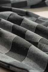 Checker Denim Wide Leg Jeans