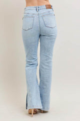 Judy Blue Full Size Tummy Control Vintage Wash Side Slit Slim Boot Jeans Plus Size