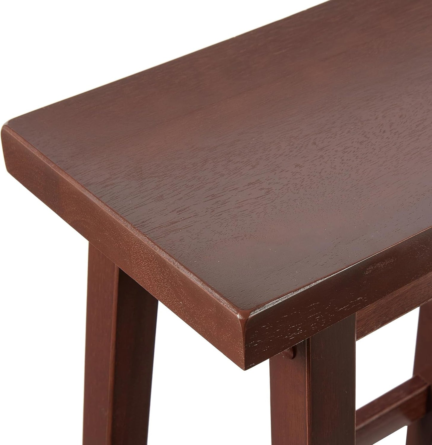 Solid Wood Saddle-Seat Kitchen Counter-Height Stool, 24-Inch Height, Walnut Finish - Set of 2-4