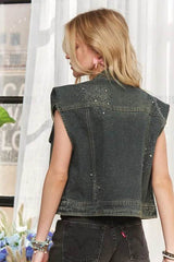 ADORA Sleeveless Button Down Denim Jacket