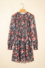 Floral Mesh Long Sleeve Mini Dress