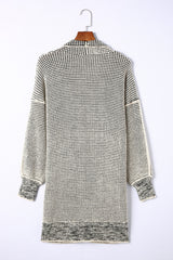 Plaid Textured Knitted Open Front Cardigan