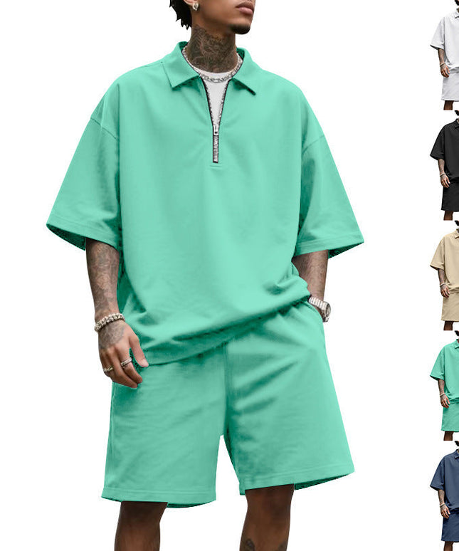 Lapel Suit Men's Summer Two-piece Set Loose