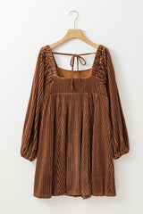 Velvet Tie-Back Square Neck Babydoll Dress