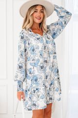 Floral Ruffle Tie Neck Mini Dress