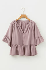 Ainsley Slit Ruffled Loose Blouse