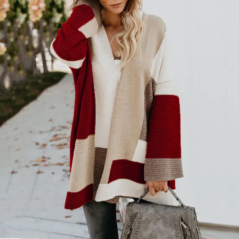 Women's  Classic Geometric Color Block Cardigan