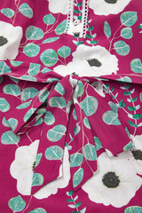 Floral Short Puff Sleeve Belted Mini Dress