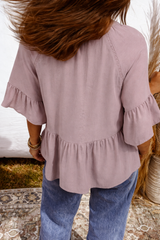 Ainsley Slit Ruffled Loose Blouse