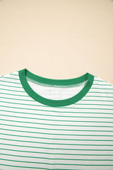 Stripe Ruffle Short Sleeve Crew Neck T-Shirt Mini Dress