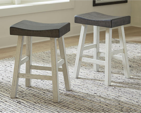 Glosco Casual 25" Counter Height Barstool, Antique White & Light Brown-1