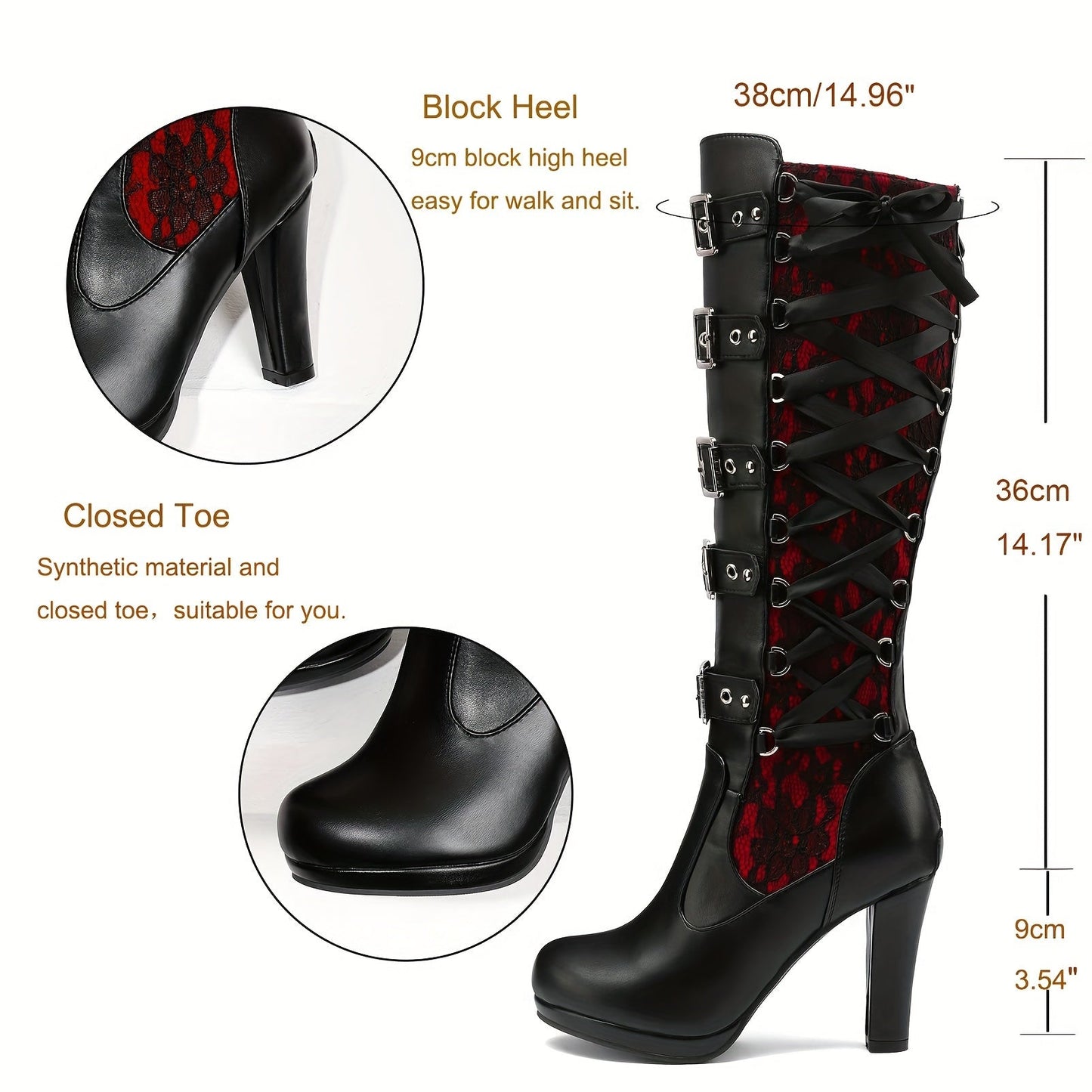 Platform Punk Tall Goth Buckled Knee-High Boots