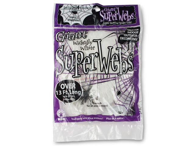 13' Jumbo White Spider Web with 4 Spiders Halloween Decor