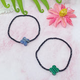 Semi-Precious Rounded Cross Stretch Bracelet