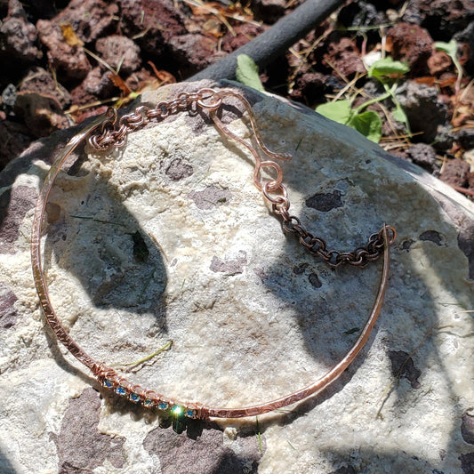 7 Years Anniversary Heavy 10 Gauge Copper Wire Wrapped  Super Sparkly Crystal Choker