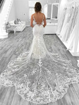 Boho Mermaid Wedding Dresses for Women  Open Back V-Neck Lace Spaghetti Strap Bridal Gown Vestidos De Novia Customized
