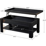 Modern Lift Top Coffee Table Laptop Tray with Storage Shelf in Black Wood Finish-4