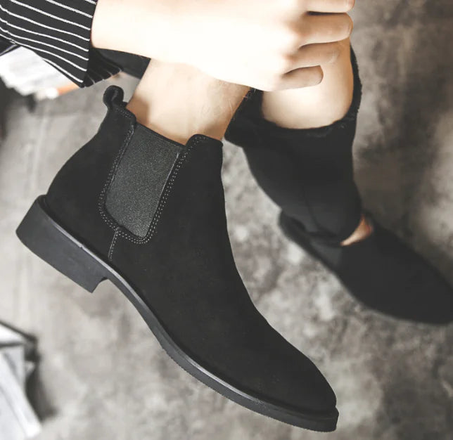 Men's Classic High-Top Leather Chelsea Ankle Boots