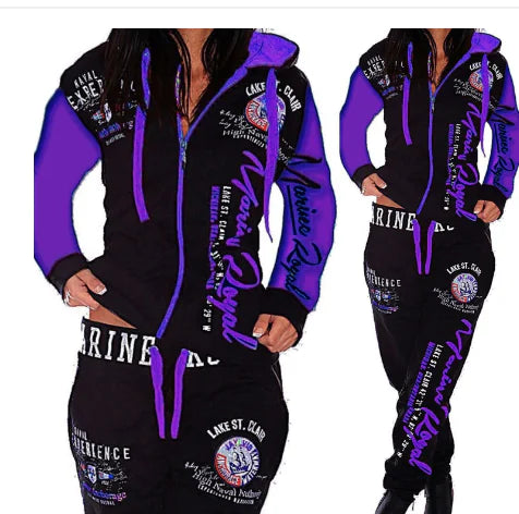 Men's Throwback Street Style Vibrant Letter Print Hooded Sports Suit