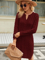 Cable Knit Midi Sweater Dress