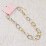 Cabled Texture Two Tone Chain Necklace