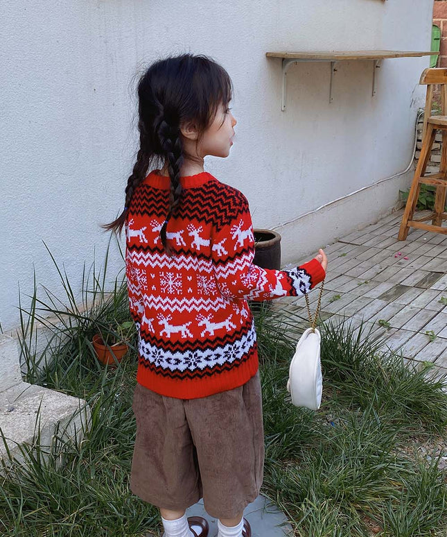 Children's Snowflake Reindeer Christmas Parent-Child Sweater | NCS