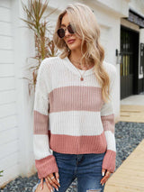 Colorblock Rib-knit Drop Shoulder Sweater | NCS
