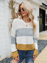 Colorblock Rib-knit Drop Shoulder Sweater | NCS