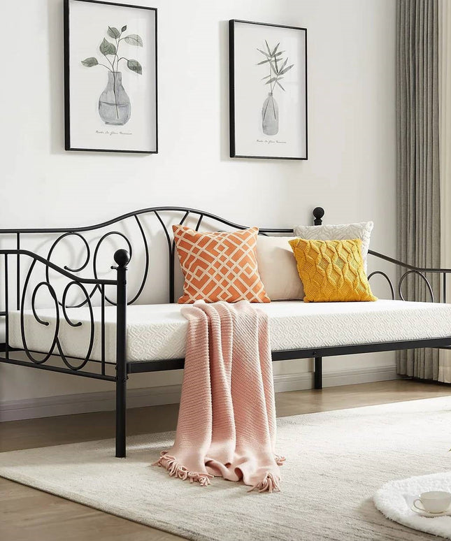 Twin size French Country Style Black Metal Day Bed Frame-0