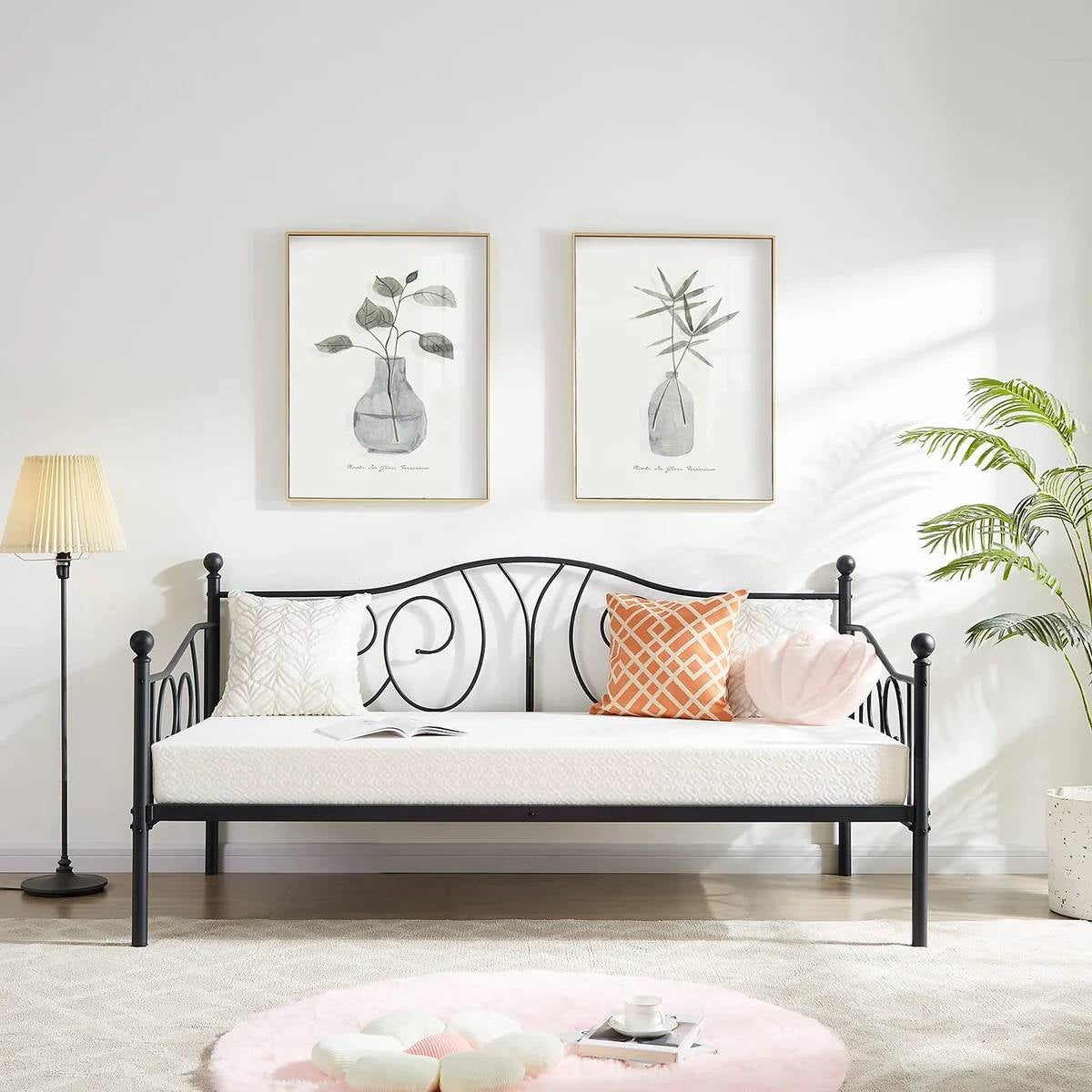 Twin size French Country Style Black Metal Day Bed Frame-2