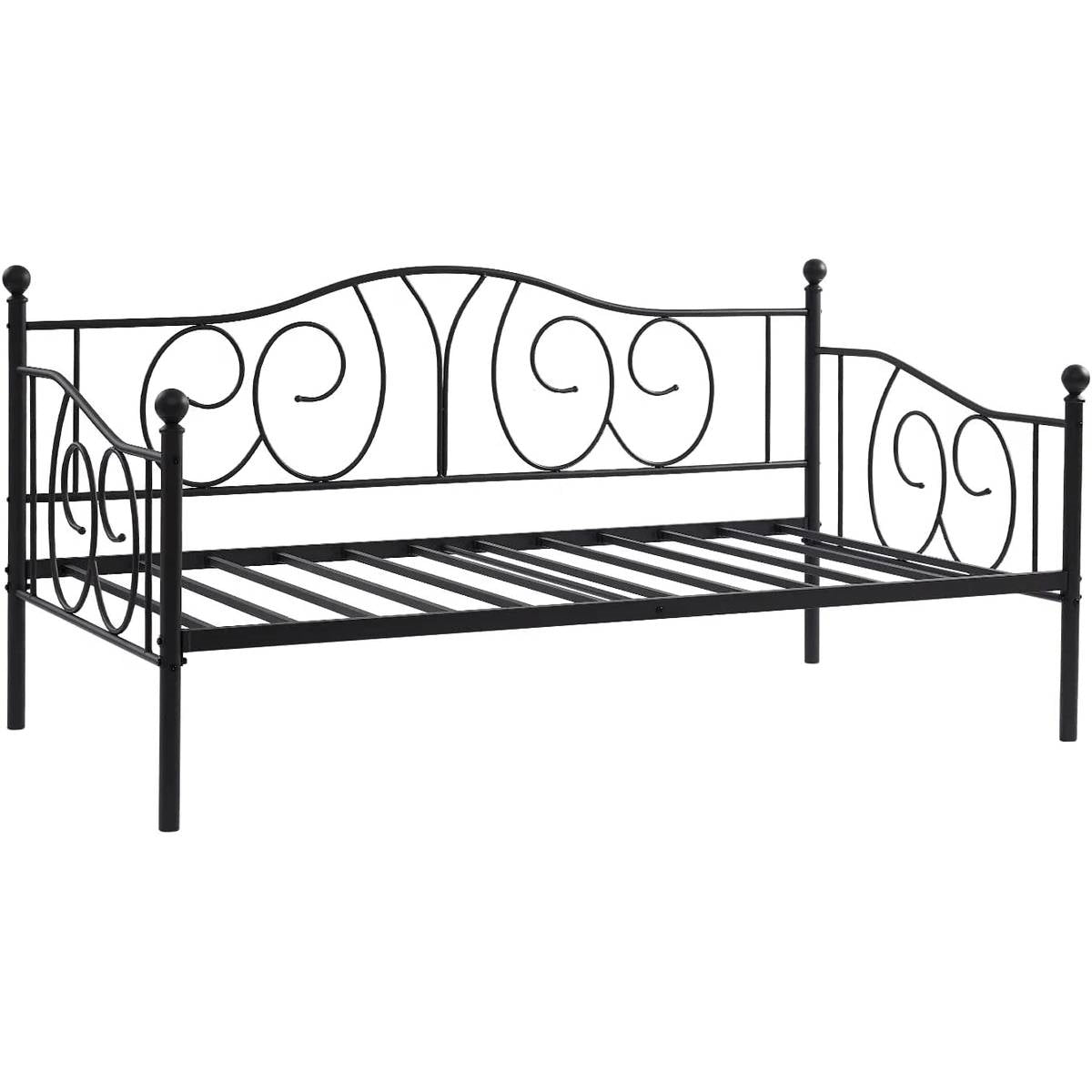 Twin size French Country Style Black Metal Day Bed Frame-3