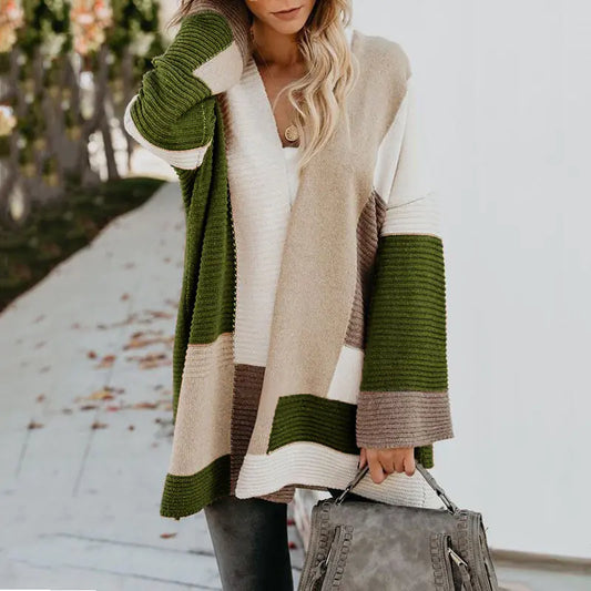 Women's  Classic Geometric Color Block Cardigan