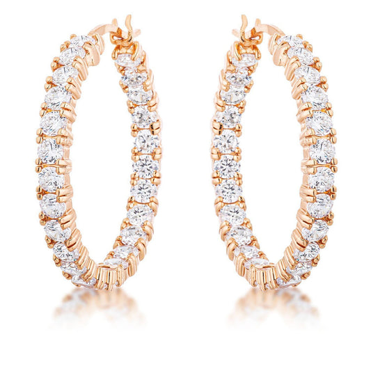 Rose Gold Plated CZ Hoop Earrings-0
