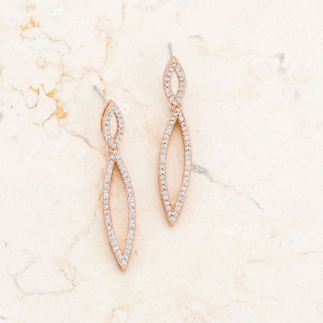 Sara 1.2ct CZ Rose Gold Delicate Double Teardrop Drop Earrings-3