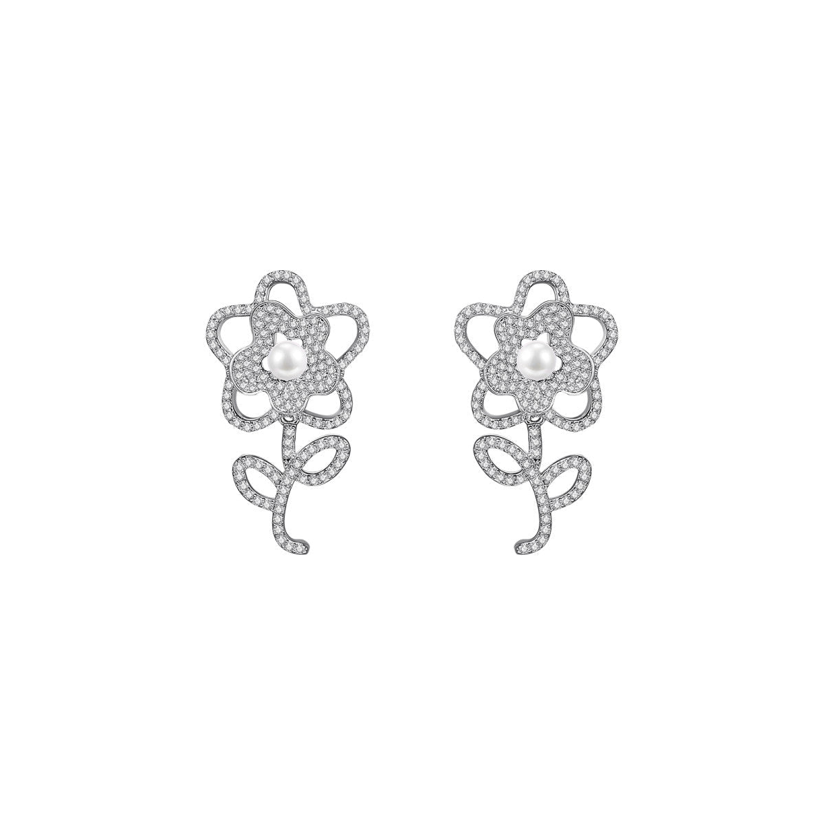 Flowerlace Silver Earrings-0