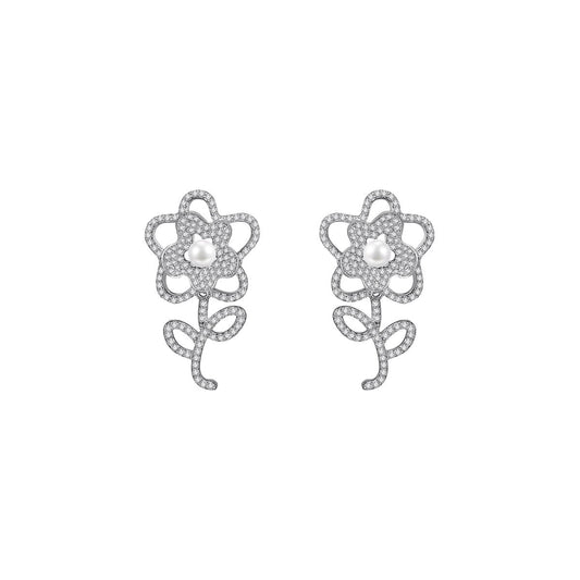 Flowerlace Silver Earrings-0