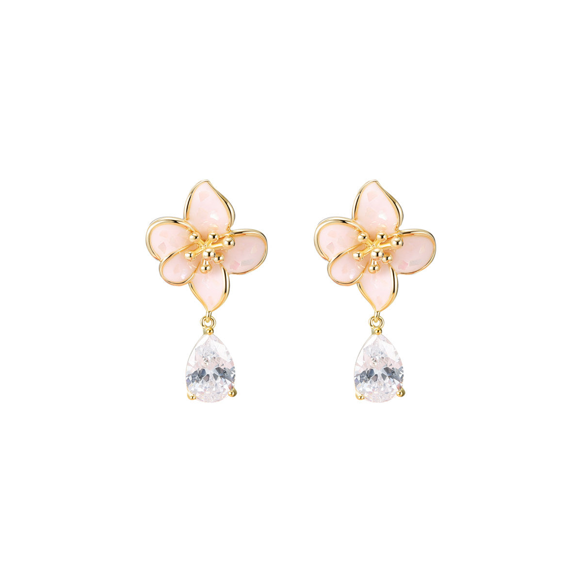 Blush Flower Drop Pink Earrings-0