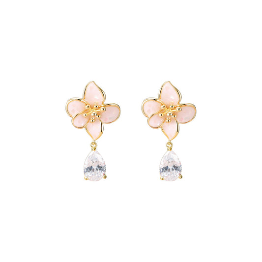 Blush Flower Drop Pink Earrings-0