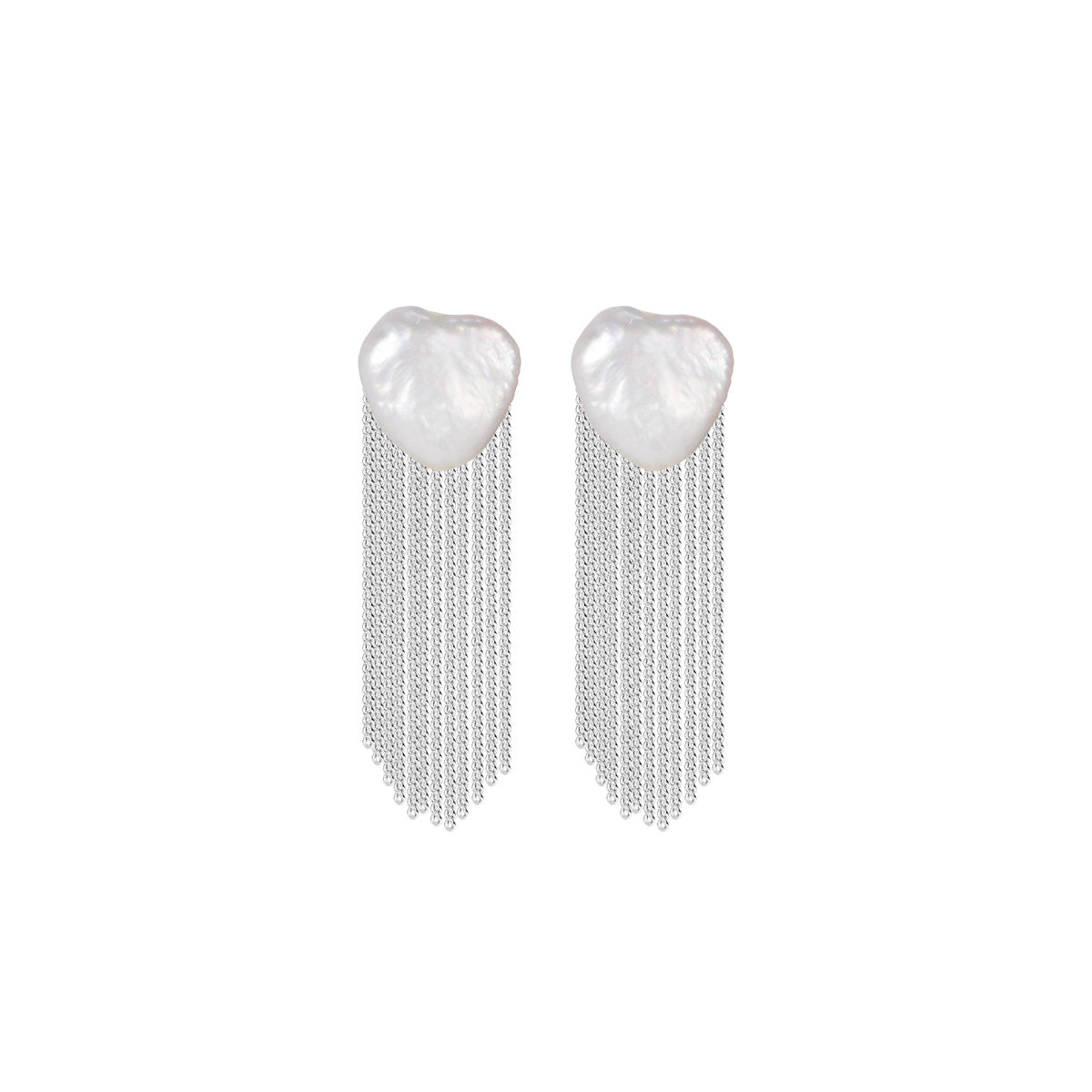 Party Duster Tassel Silver Earrings-0