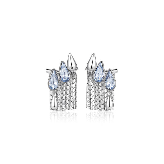 Diva's Tear Silver Earrings-0