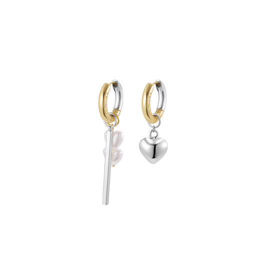 Mixed Heart Hoop Gold Earrings-0