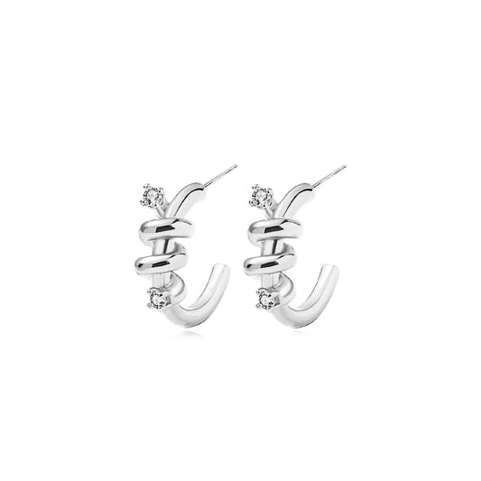 Endless Twist Stud Silver Earrings-0