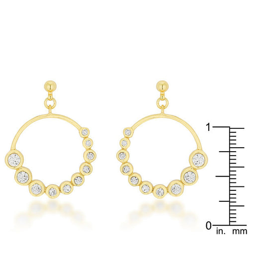 Golden Graduated Cubic Zirconia Circle Earrings-1