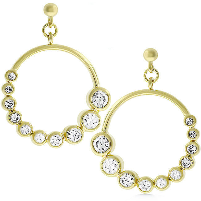Golden Graduated Cubic Zirconia Circle Earrings-2